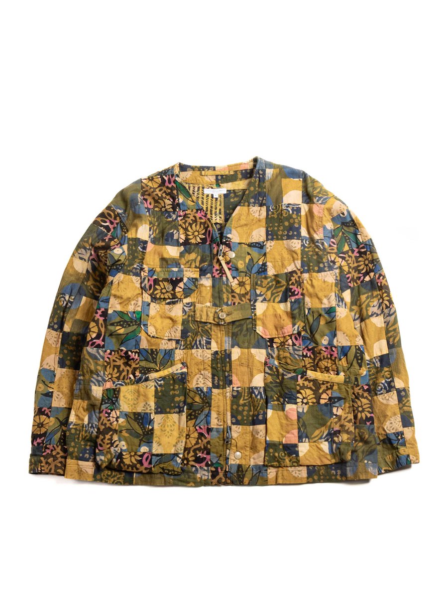 CARDIGAN JACKET OLIVE COTTON MULTI PATCHWORK