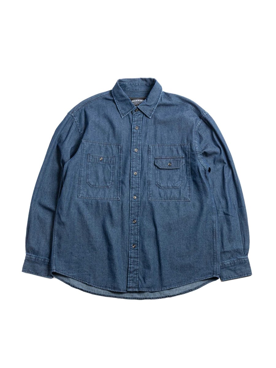 BLEACH DENIM UTILITY SHIRT WASHED INDIGO