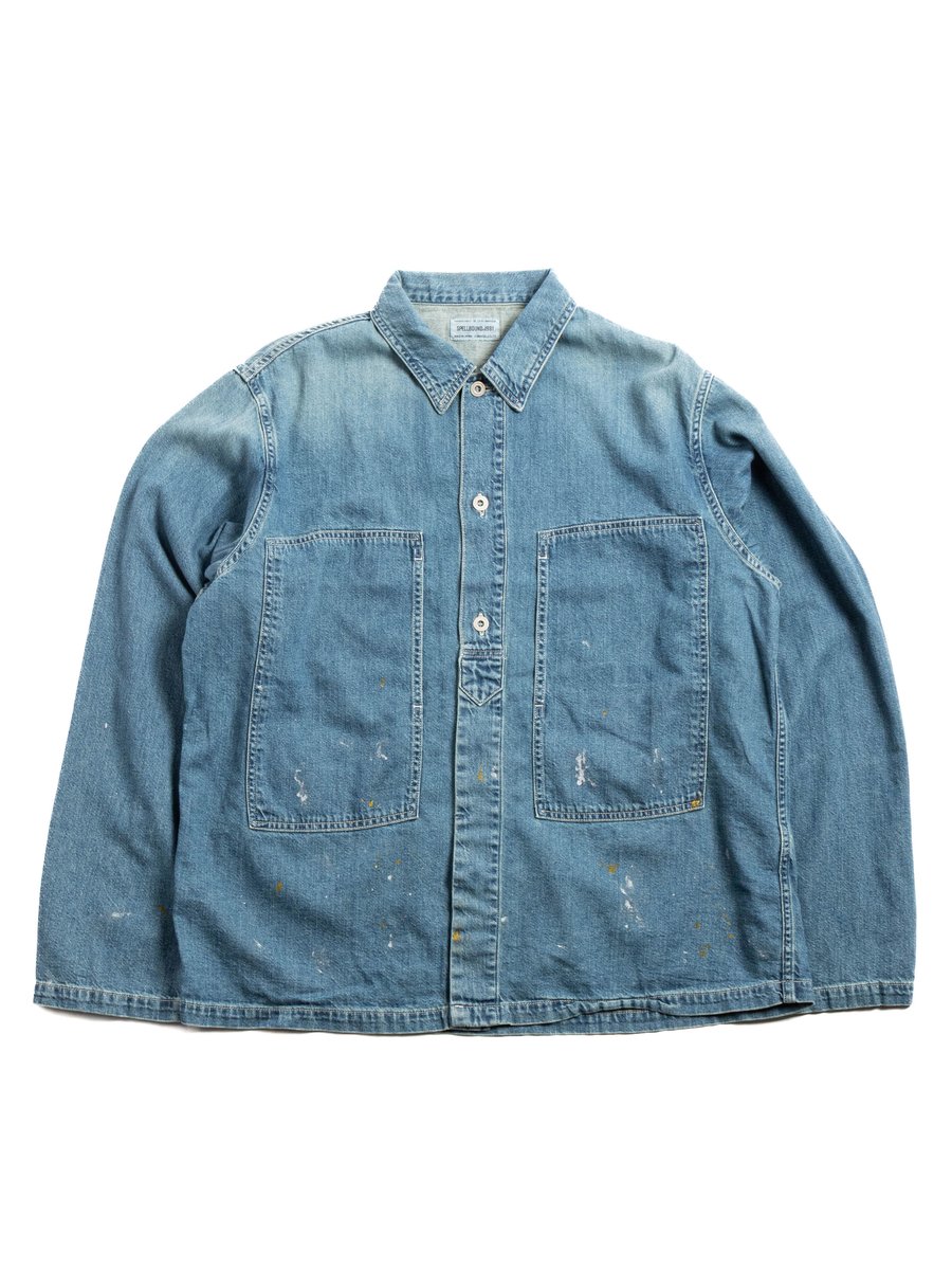 (47&ndash;706E) MILITARY SHIRT JACKET COTTON LINEN DENIM USED
