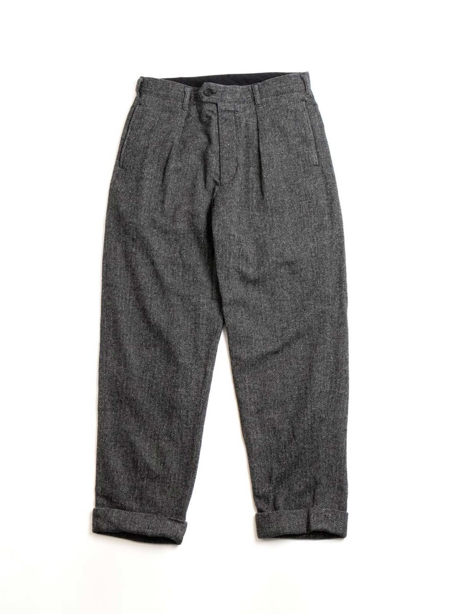 CARLYLE PANT GREY POLY WOOL HERRINGBONE