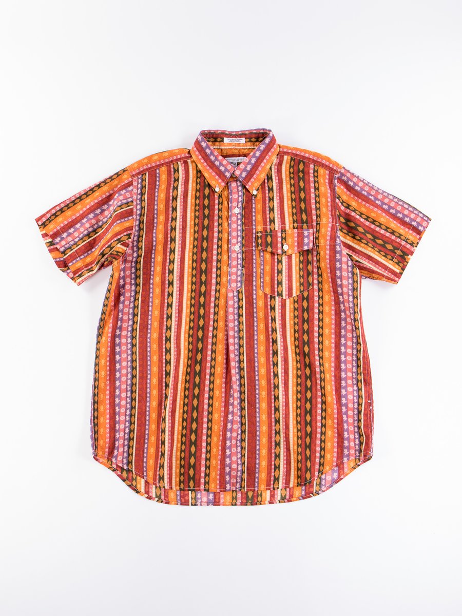 Orange Cotton Lawn Batik Stripe Popover BD Shirt