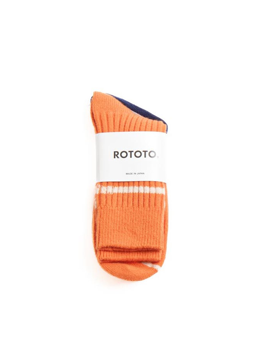 MERINO LAMBS WOOL STRIPE SOCKS ORANGE