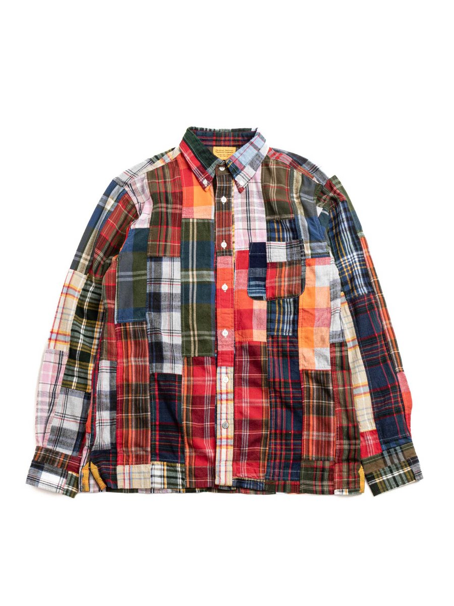 (OM45100.25) WINTER MADRAS PATCHWORK STRAIGHT HEM BD SHIRT