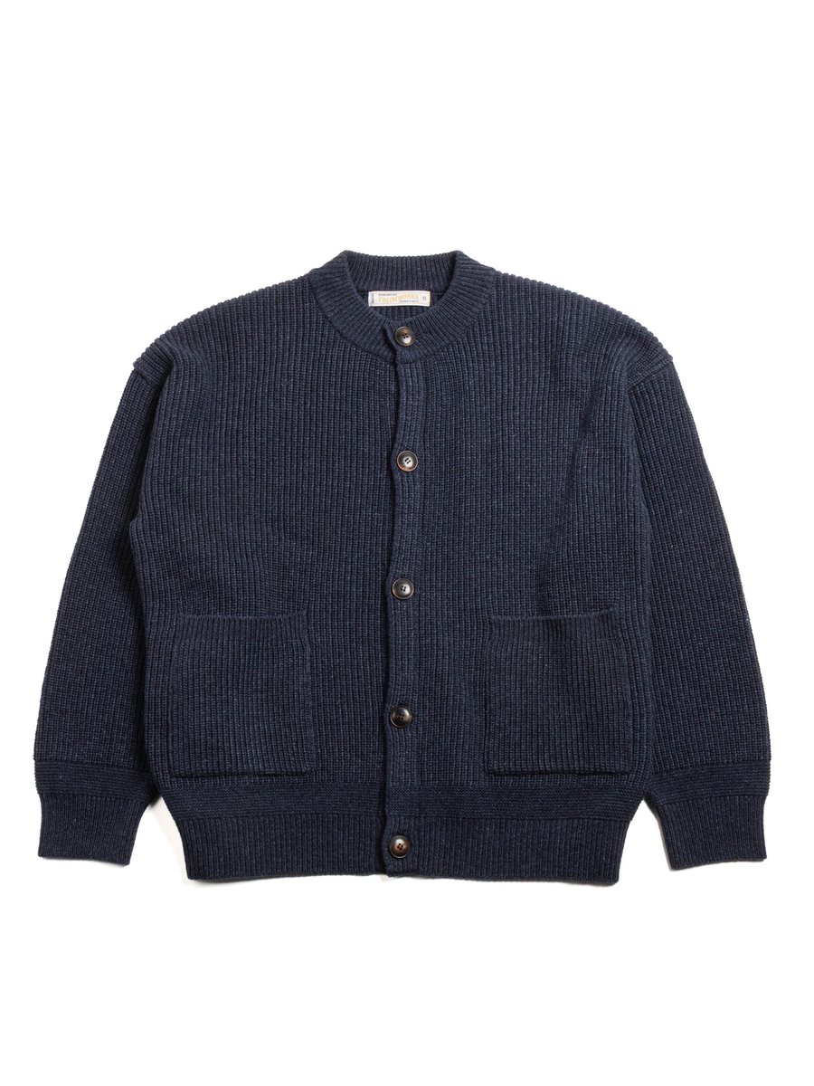 HEAVY WOOL ROUND CARDIGAN INDIGO