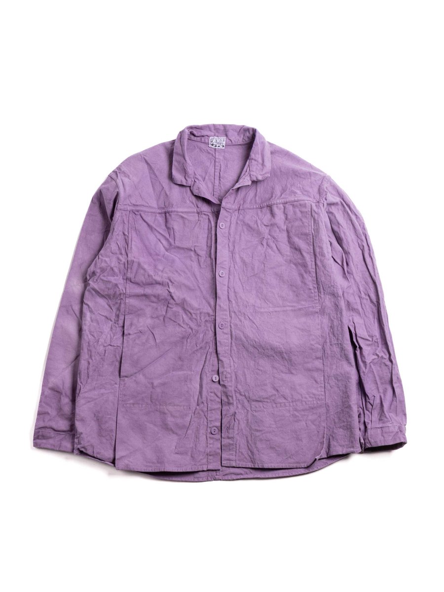 TYPE 401 PLEAT POCKET SHIRT COTTON DROP CLOTH PURPLE LOGWOOD