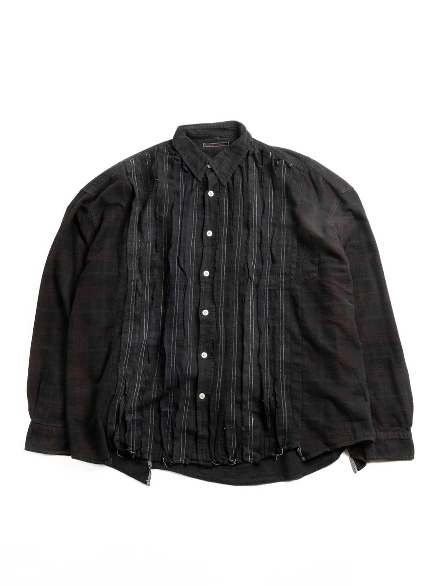 REBUILD BY NEEDLES FLANNEL SHIRT RIBBON SHIRT WIDE BLACK