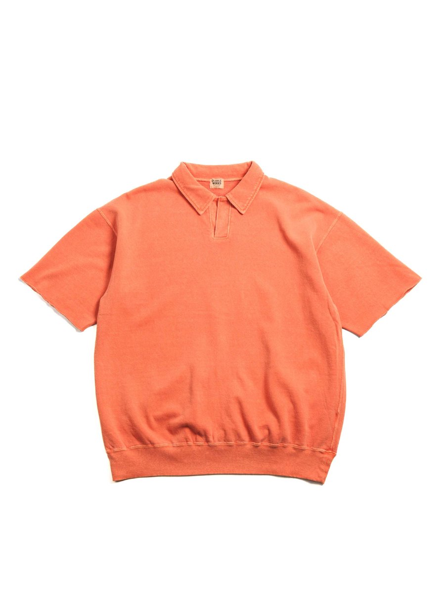 (LOT 74004PD) CUT OFF SLEEVE POLO SHIRT PIGMENT DYED ORANGE
