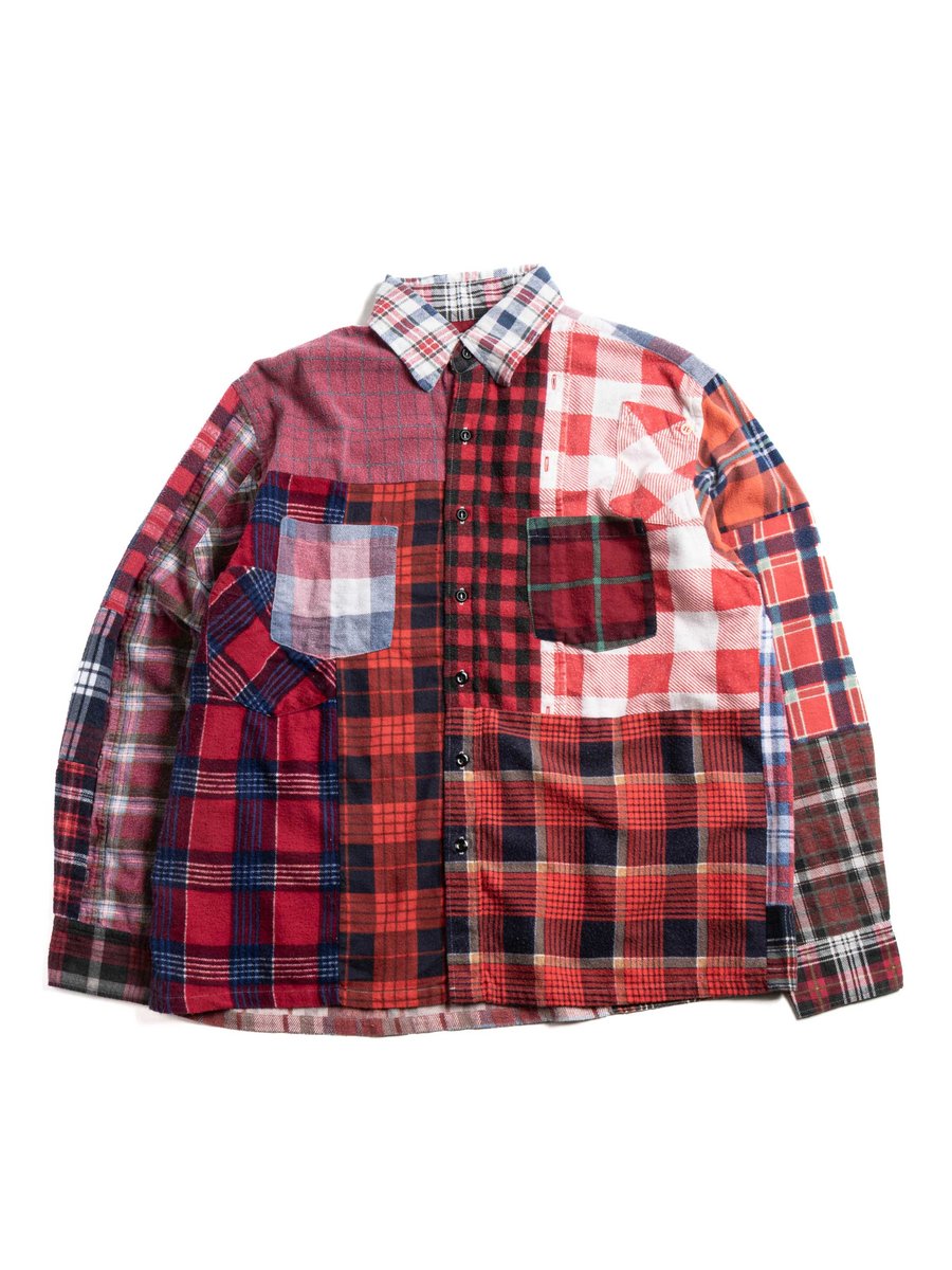 REBUILD BY NEEDLES FLANNEL STRAIGHT HEM SHIRT (B)