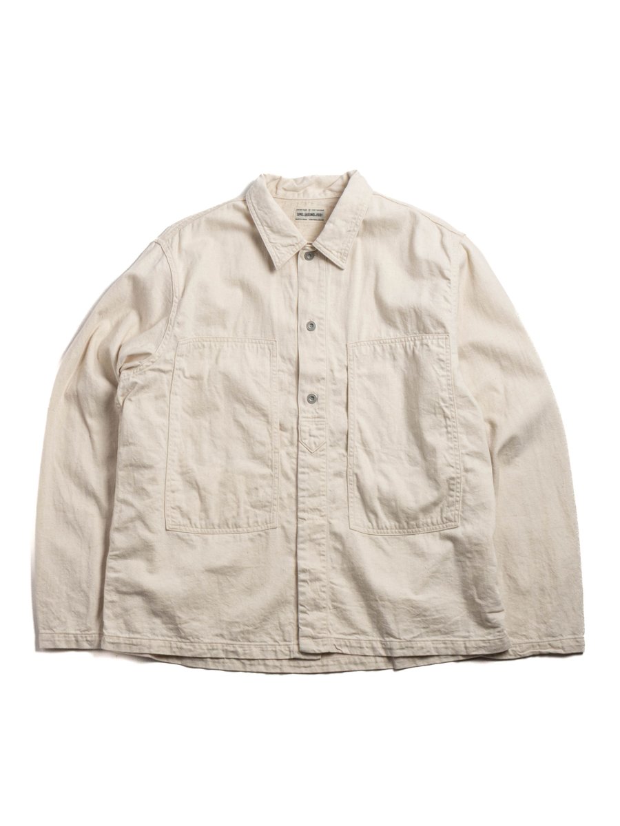 (47&ndash;706E) MILITARY SHIRT JACKET COTTON LINEN DENIM NATURAL