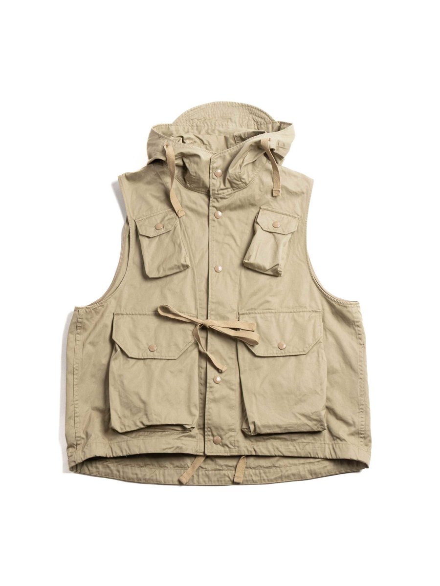 FIELD VEST KHAKI COTTON FRENCH TWILL