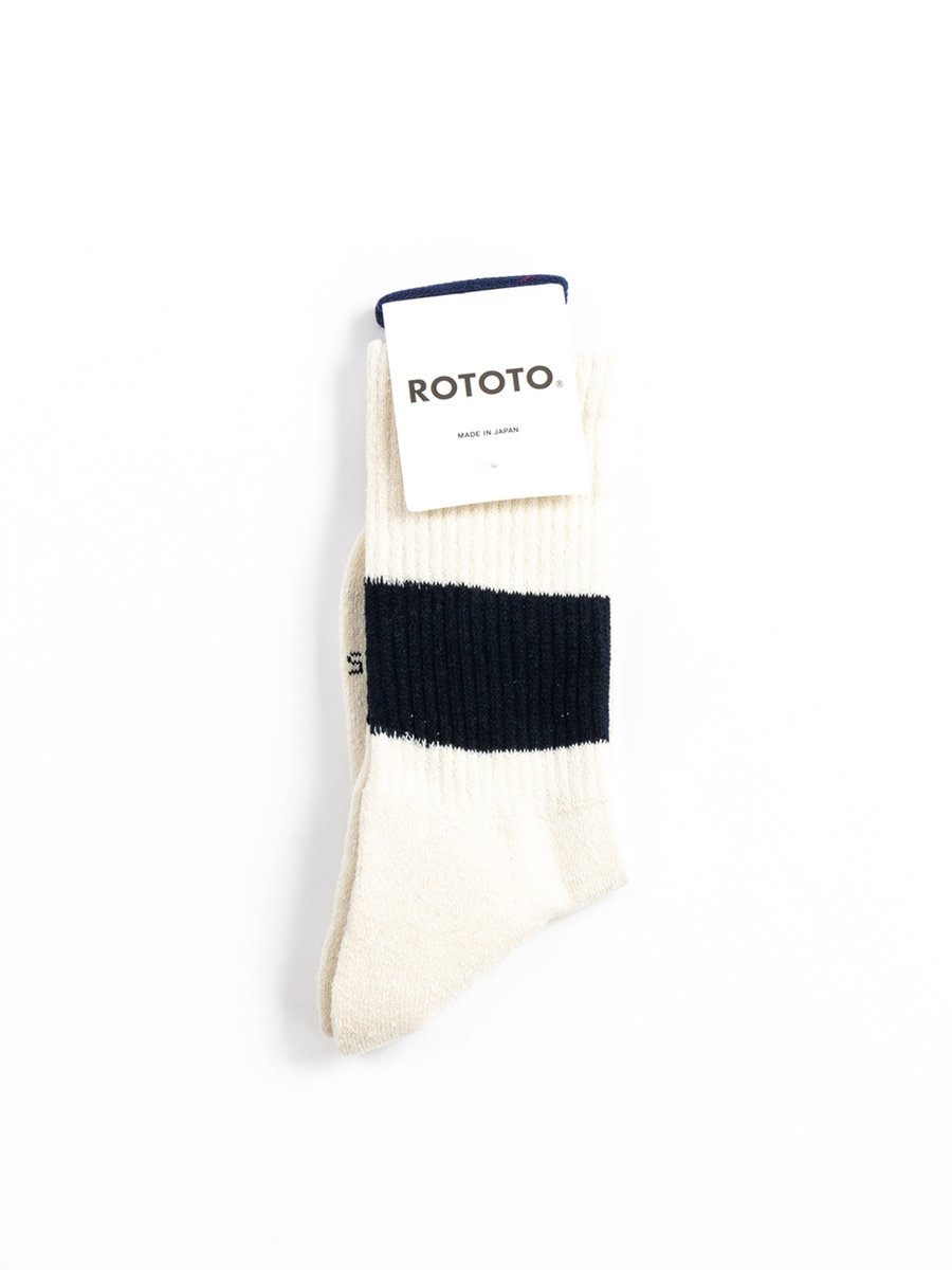 CLASSIC CREW SOCKS “SILK & COTTON” IVORY/NAVY