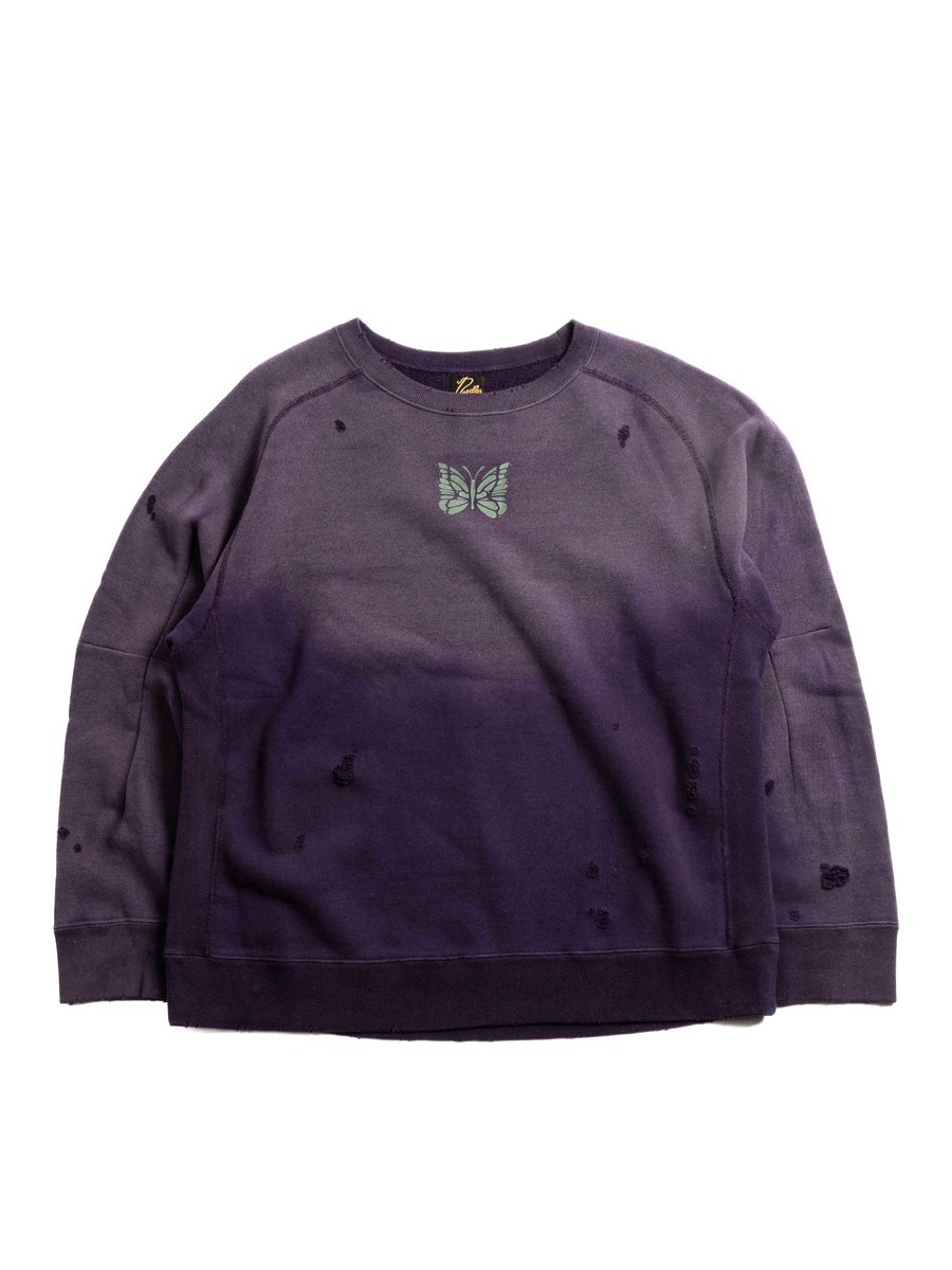 NEEDLES DECONSTRUCTED SWEAT SHIRT PURPLE