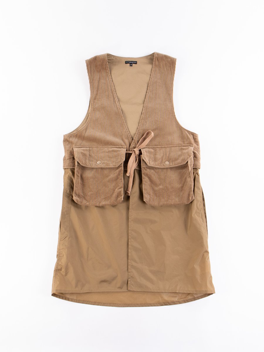 Khaki 8W Corduroy Long Fowl Vest