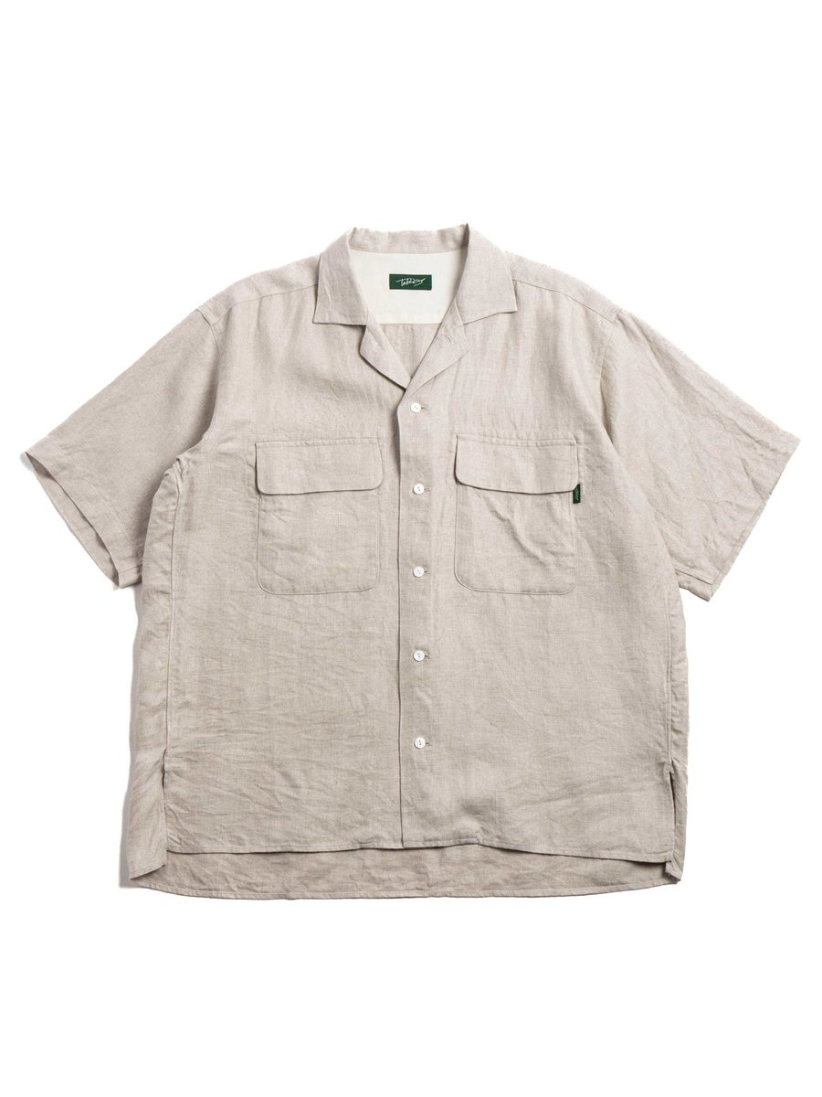 LINEN OPEN COLLAR SHIRT NATURAL