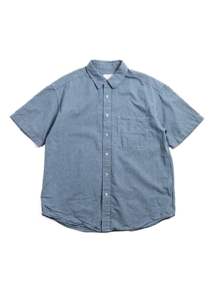 HORLISUN OPHIR DENIM MINI CHECK S/S SHIRT BLUE