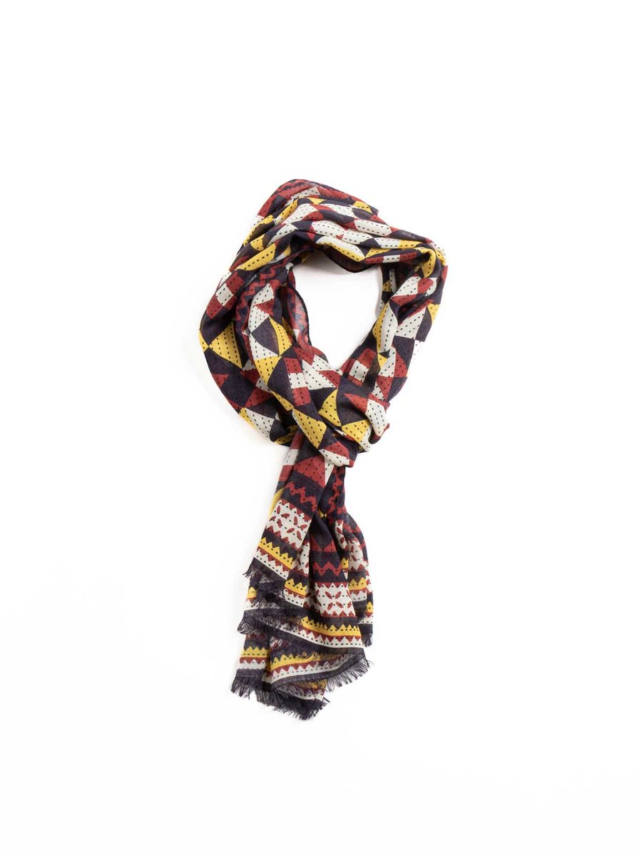 PATCHWORK SCARF RED & YELLOW