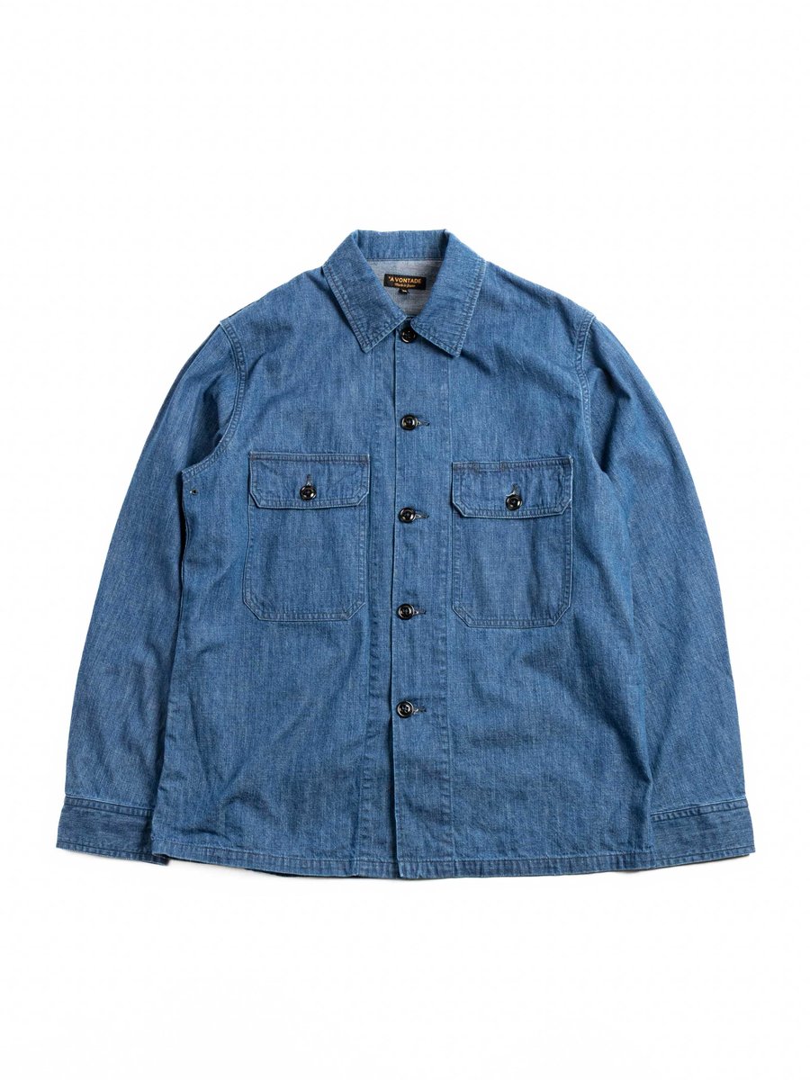 (VTD–0446–JK–D) Utility SHIRT JACKET 8oz FADE INDigo