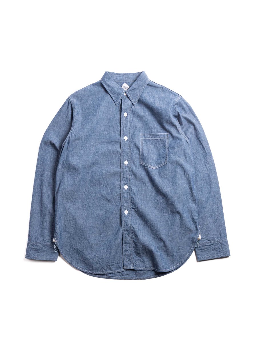 (CS001) NAVY 1 POCKET SHIRT BLUE CHAMBRAY