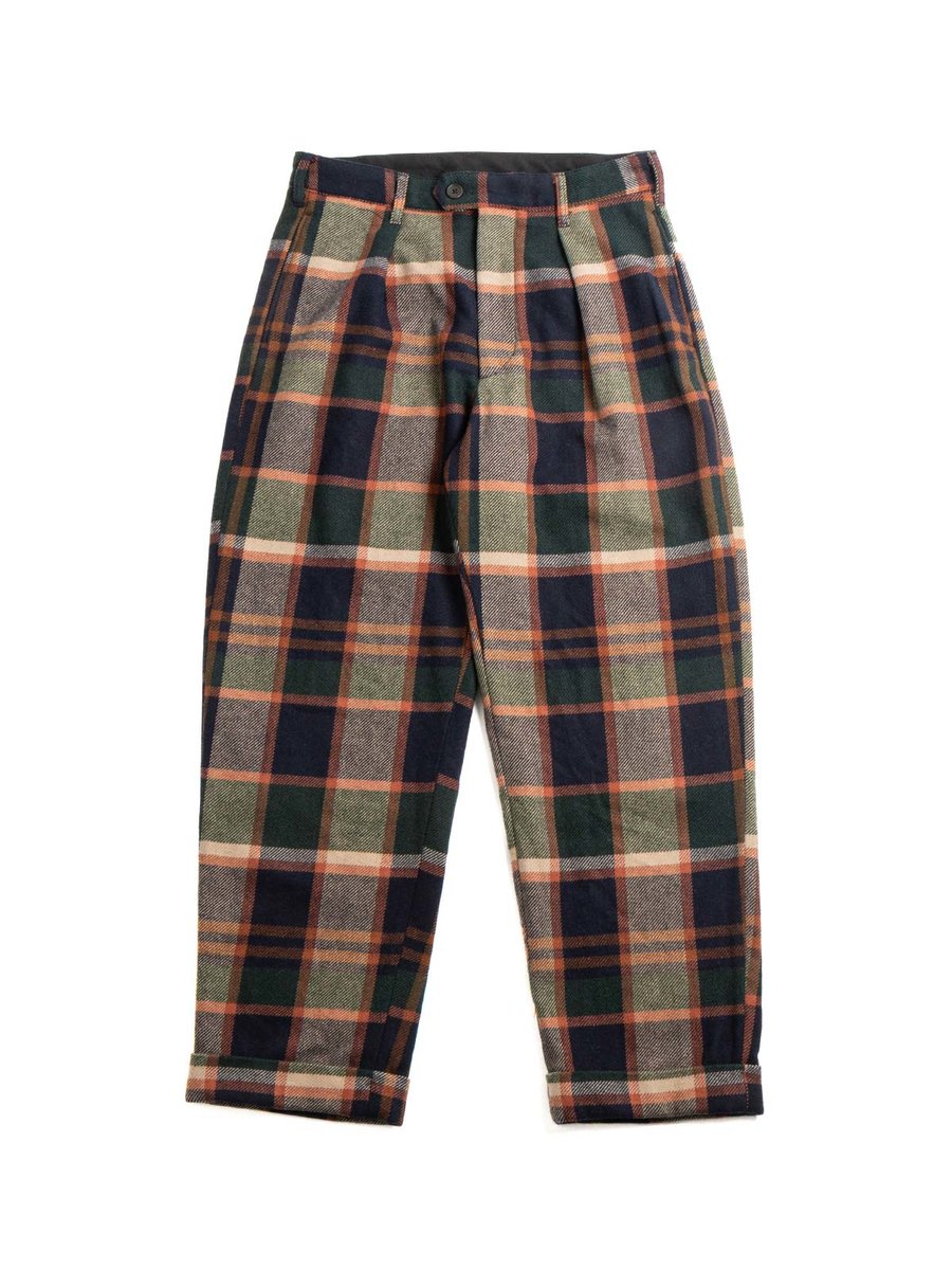 CARLYLE PANT NAVY/BROWN HEAVY WOOL PLAID