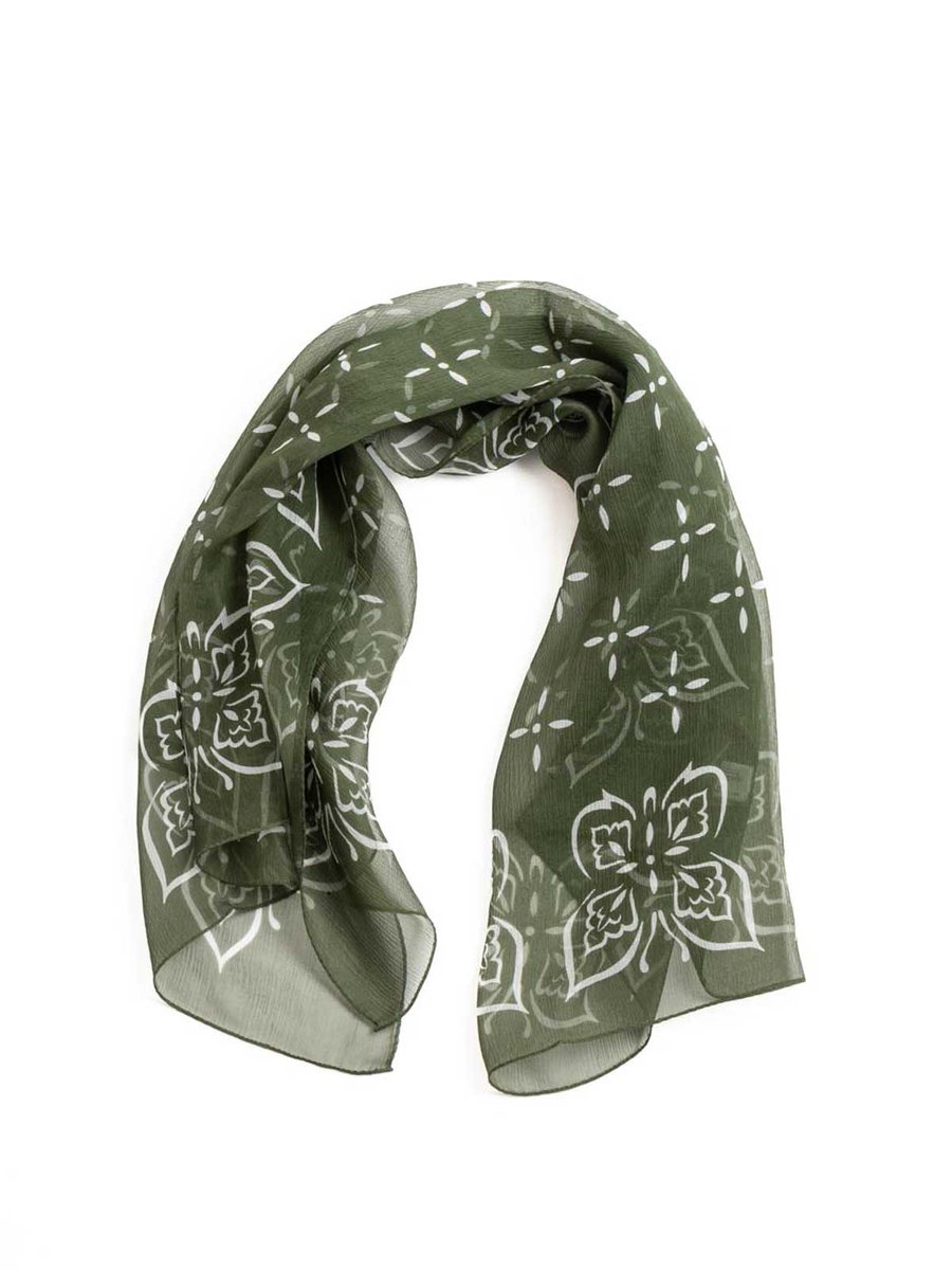 NEEDLES SCARF SILK CREPE PAPILLON OLIVE