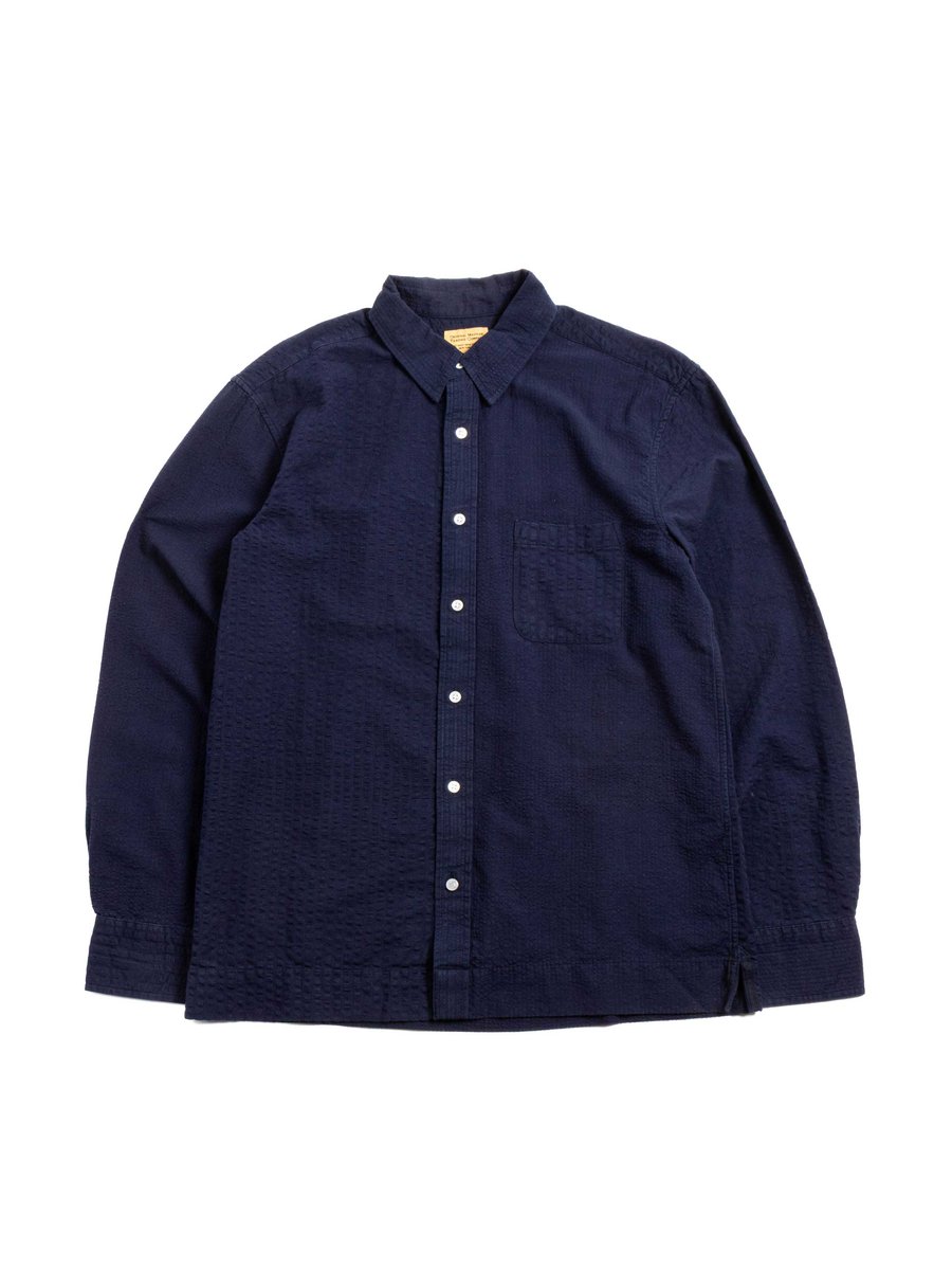 (OM45645.33) ENGINEERED SEERSUCKER WEAVE SHIRT NAVY
