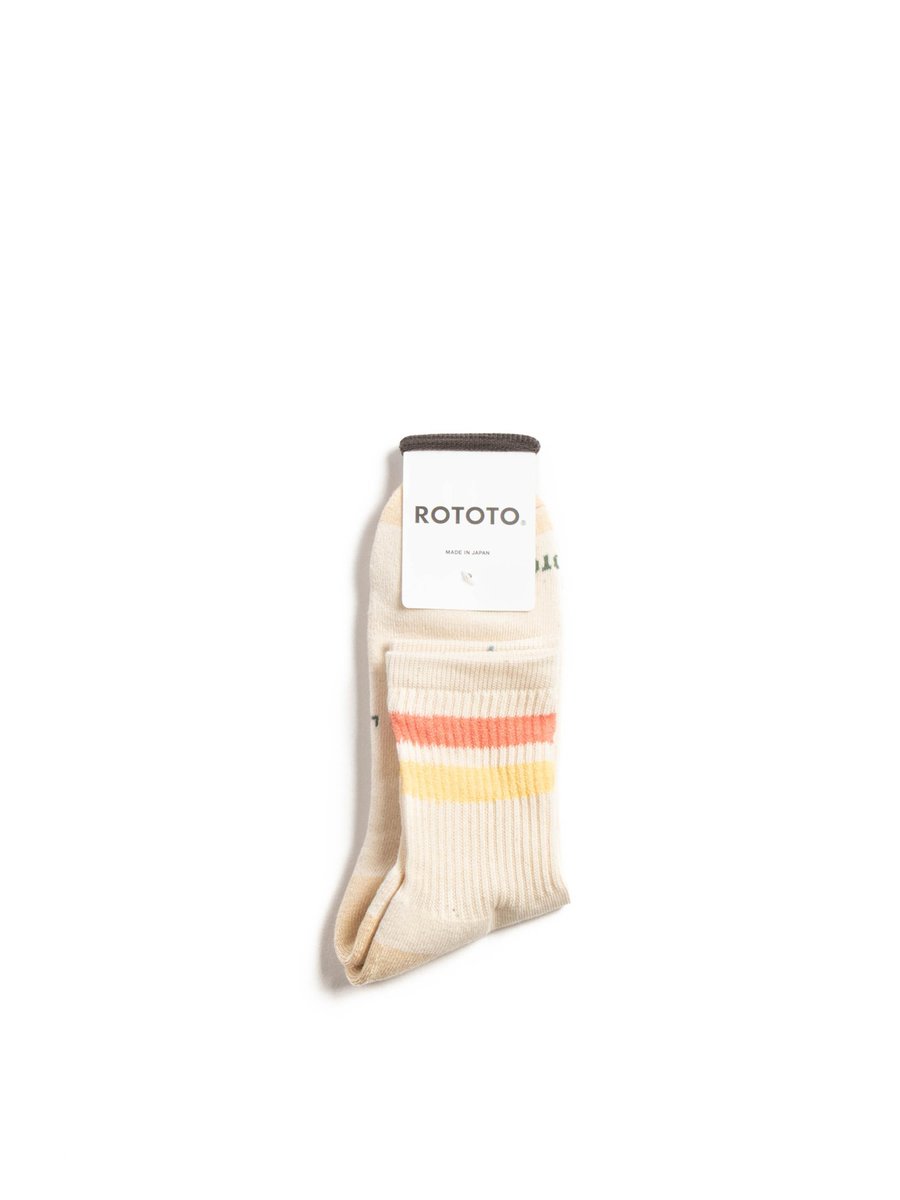 (R1591) RETRO ATHLETIC ANKLE SOCKS CORAL / YELLOW