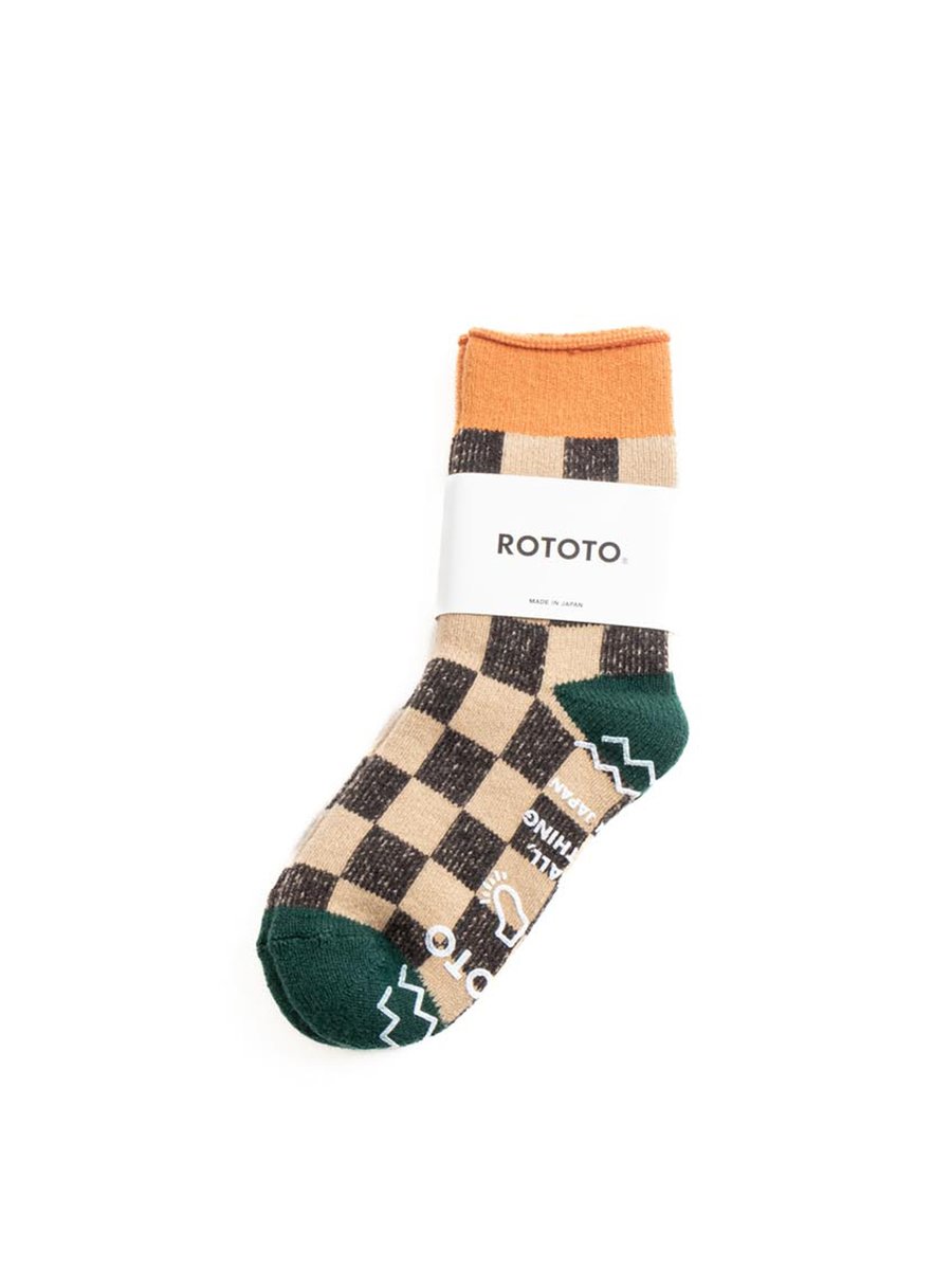 PILE ROOM SOCK CHECKERBOARD L.ORANGE/D.GREEN