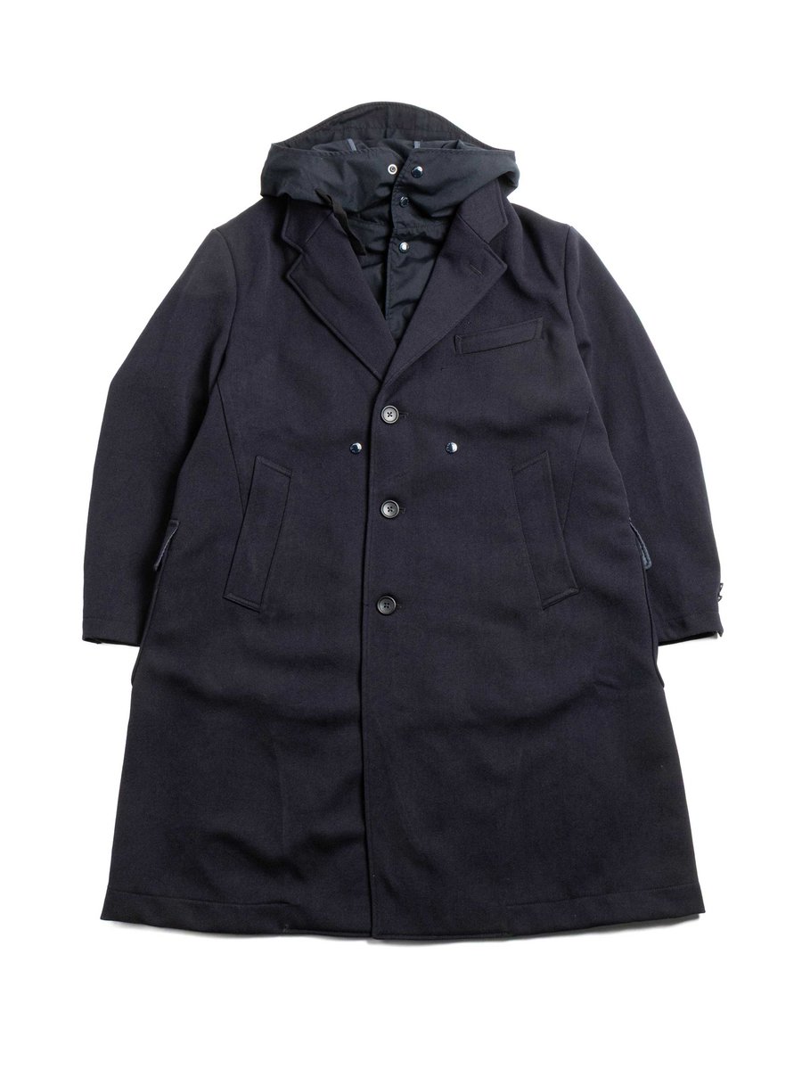 CHESTER COAT DK.NAVY HEAVY WOOL ELASTIQUE