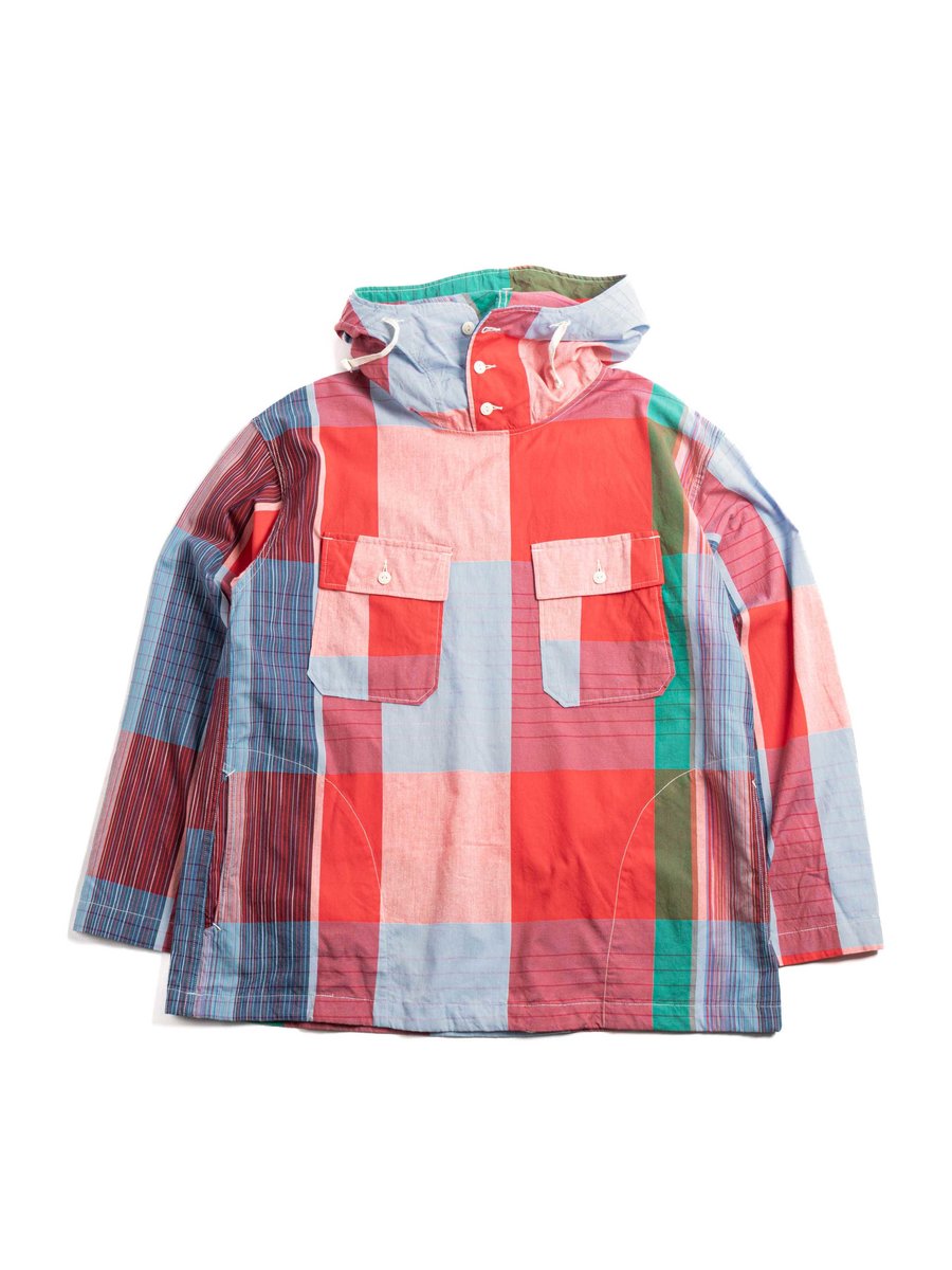 CAGOULE SHIRT RED COTTON BIG MADRAS
