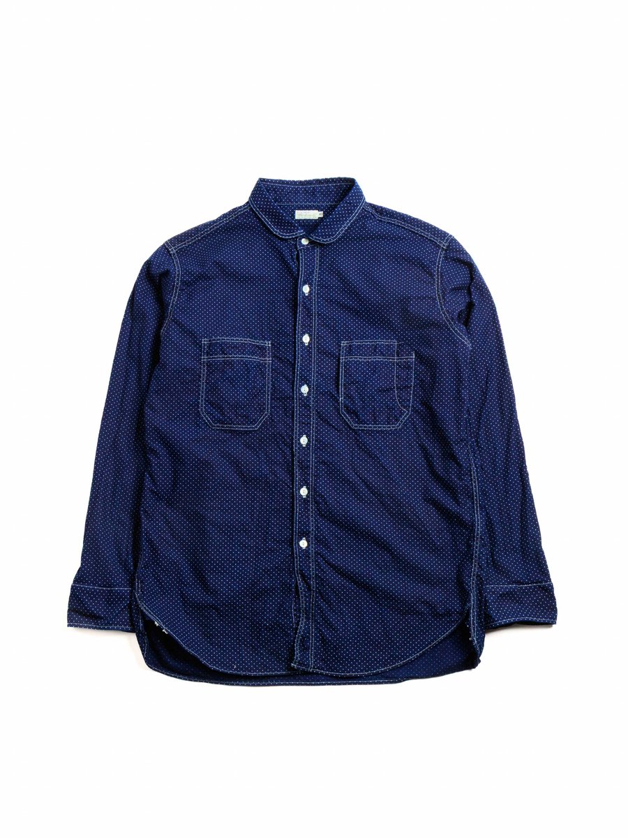(LOT 3058) IWABASH DOT PRINT SHIRTS (ROUND COLLAR) INDIGO