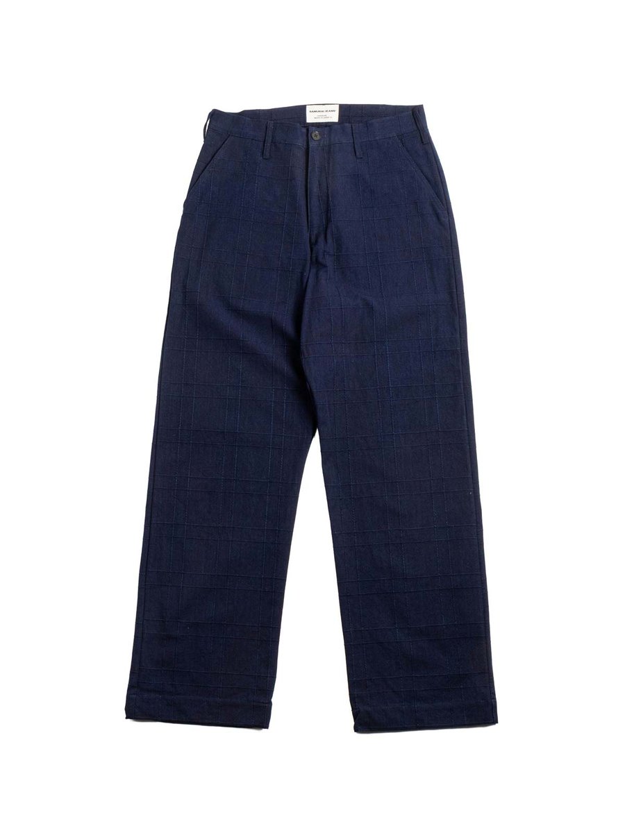 (SJAP&ndash;26&ndash;ARS) (INDIGO SASHIKO LATTICE TROUSER