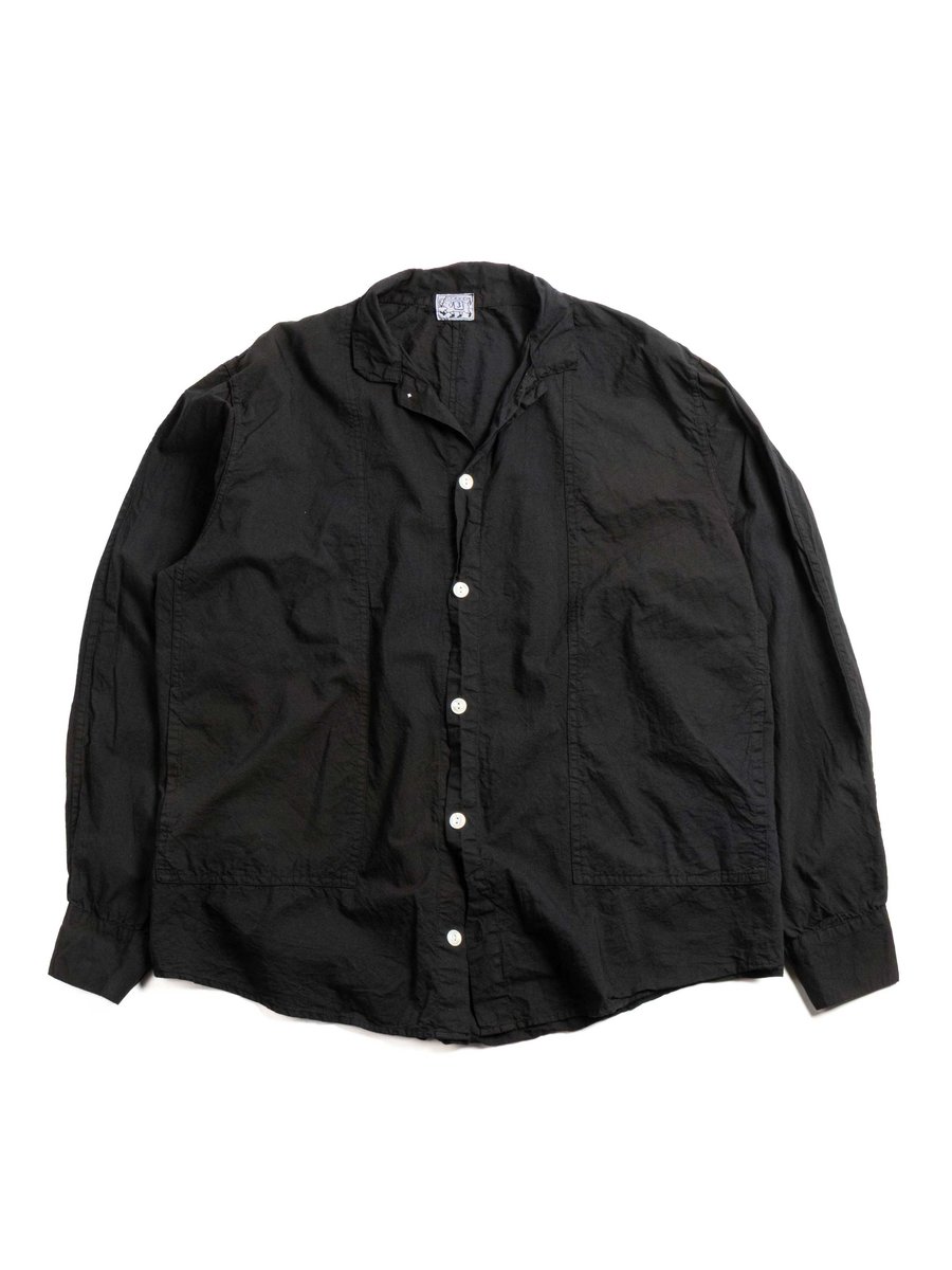 STOLE POCKET BUTTERFLY SHIRT DOPPLER STRIPE COTTON CAMBRIC BLACK HOLE