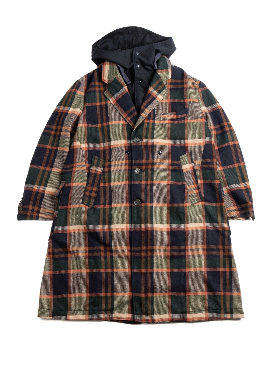 CHESTER COAT JACKET NAVY/BROWN HEAVY WOOL PLAID