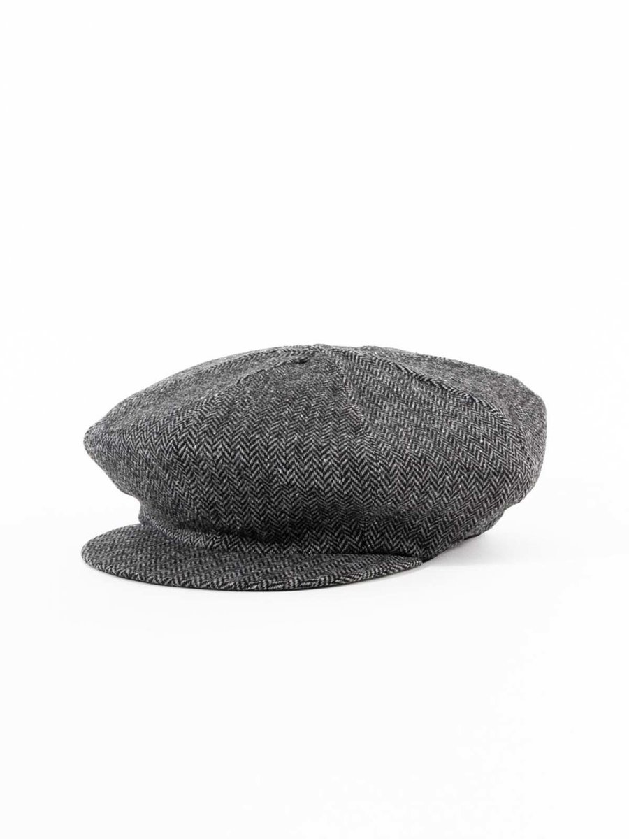 NEWSBOY CAP GREY HERRINGBONE