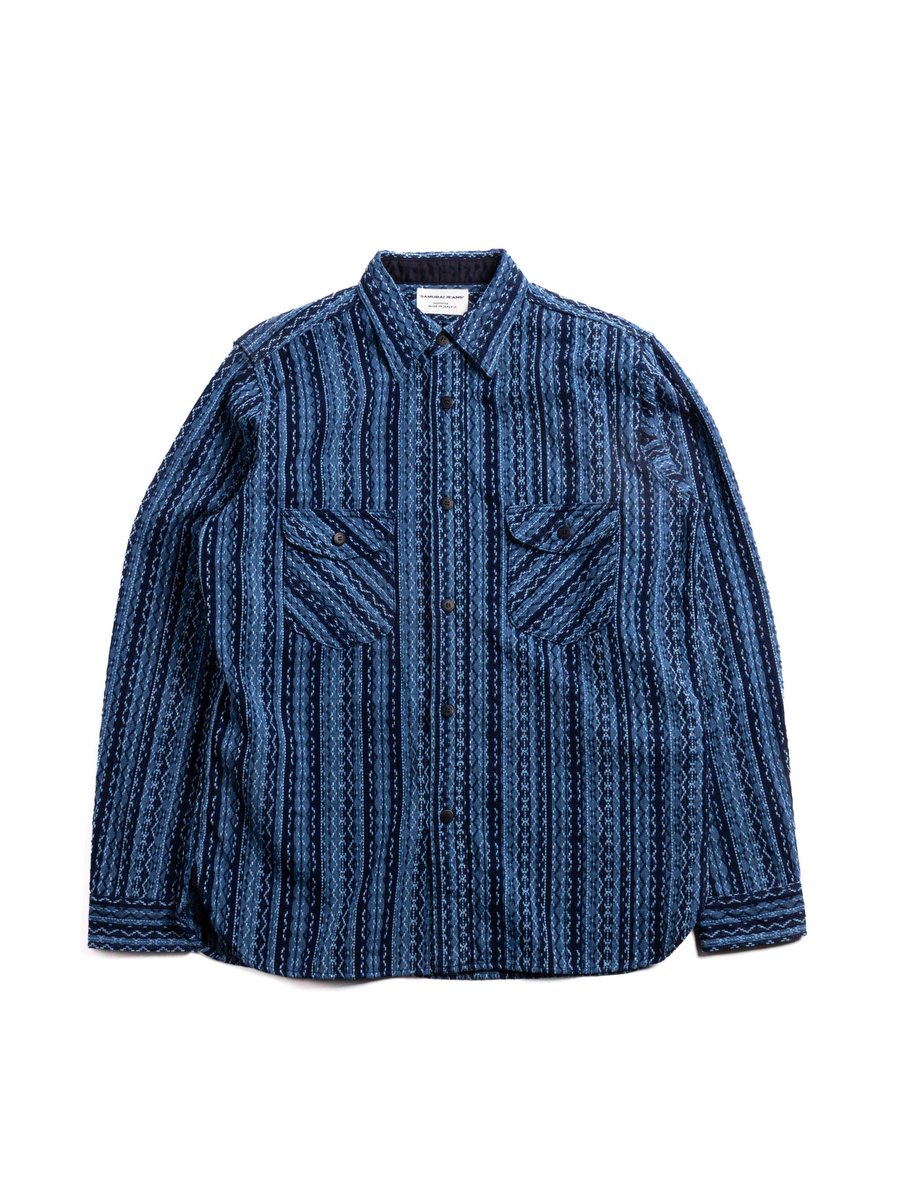 (SSS25&ndash;SKSW) INDIGO SASHIKO STRIPE SHIRT