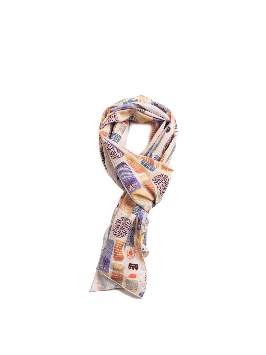 LONG SCARF MULTI COLOR TENCEL JAMAICAN PRINT