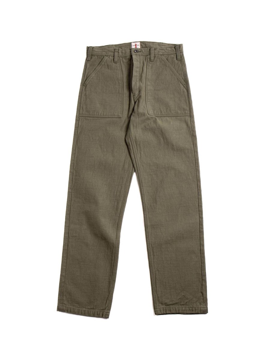 (SJ52BP) HEAVY BACK SATIN BAKER PANTS OLIVE