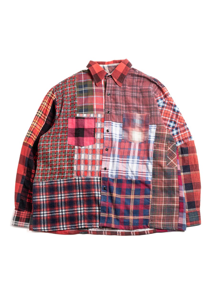 REBUILD BY NEEDLES FLANNEL STRAIGHT HEM SHIRT (E)