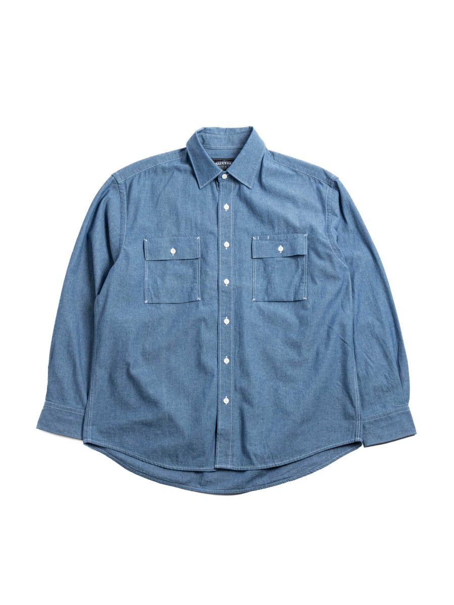 CIGARETTE POCKET CHAMBRAY SHIRT BLUE