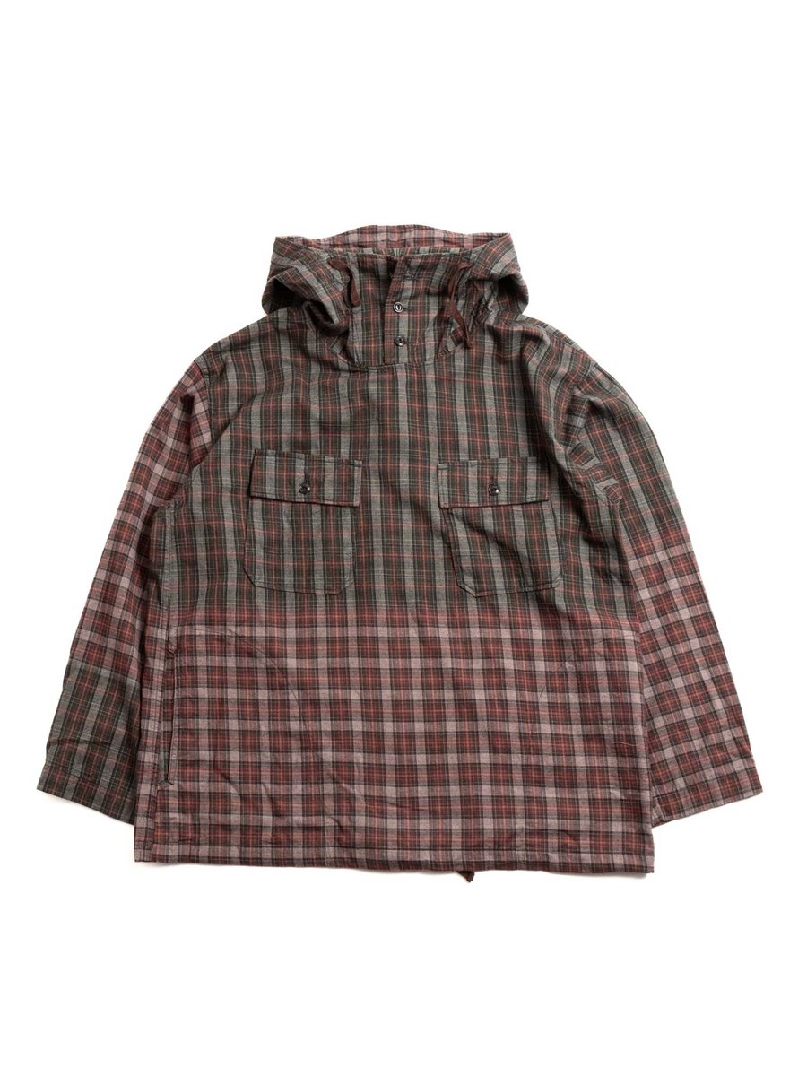 CAGOULE SHIRT OLIVE RED COTTON SMOKEY PLAID