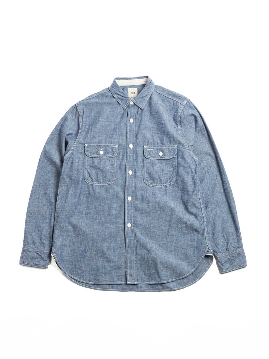 (F3494) 5oz CHAMBRAY WORK SHIRT BLUE