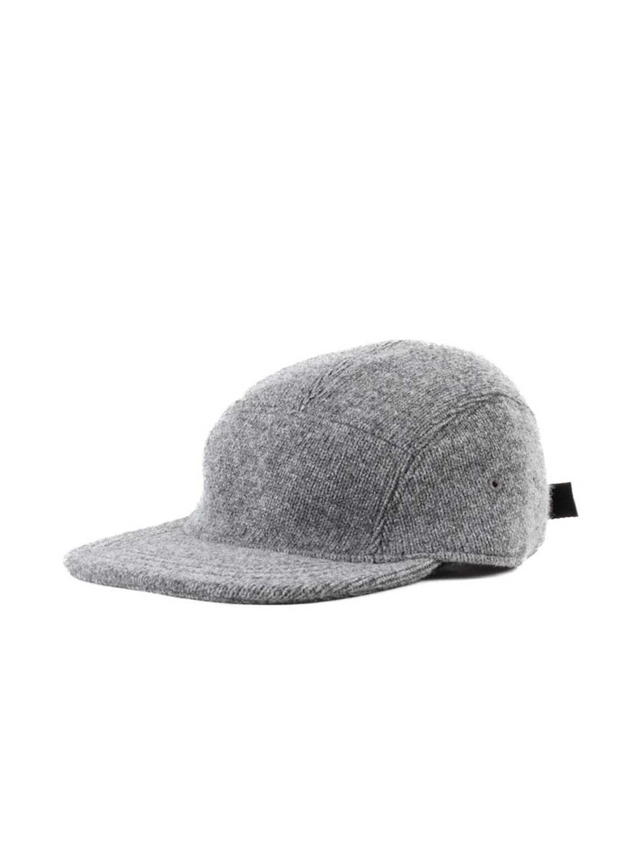 GRAY RECYCLE W/PL 6 PANEL KNIT CAP