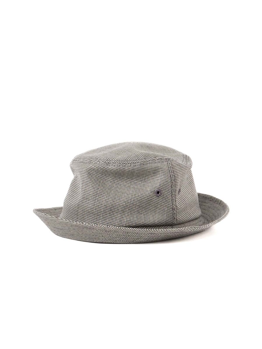 PORKPIE HAT GREY MICRO HOUNSTOOTH TROPICAL WOOL