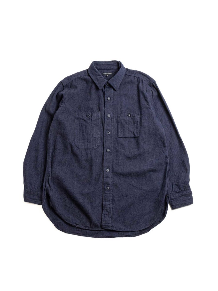 WORK SHIRT NAVY COTTON HERRINGBONE FLANNEL