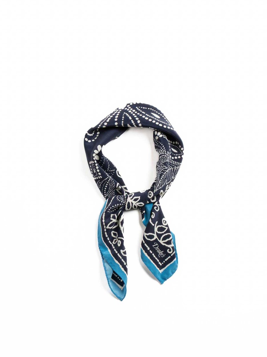 FLORAL PAISLEY BANDANA NAVY & BLUE