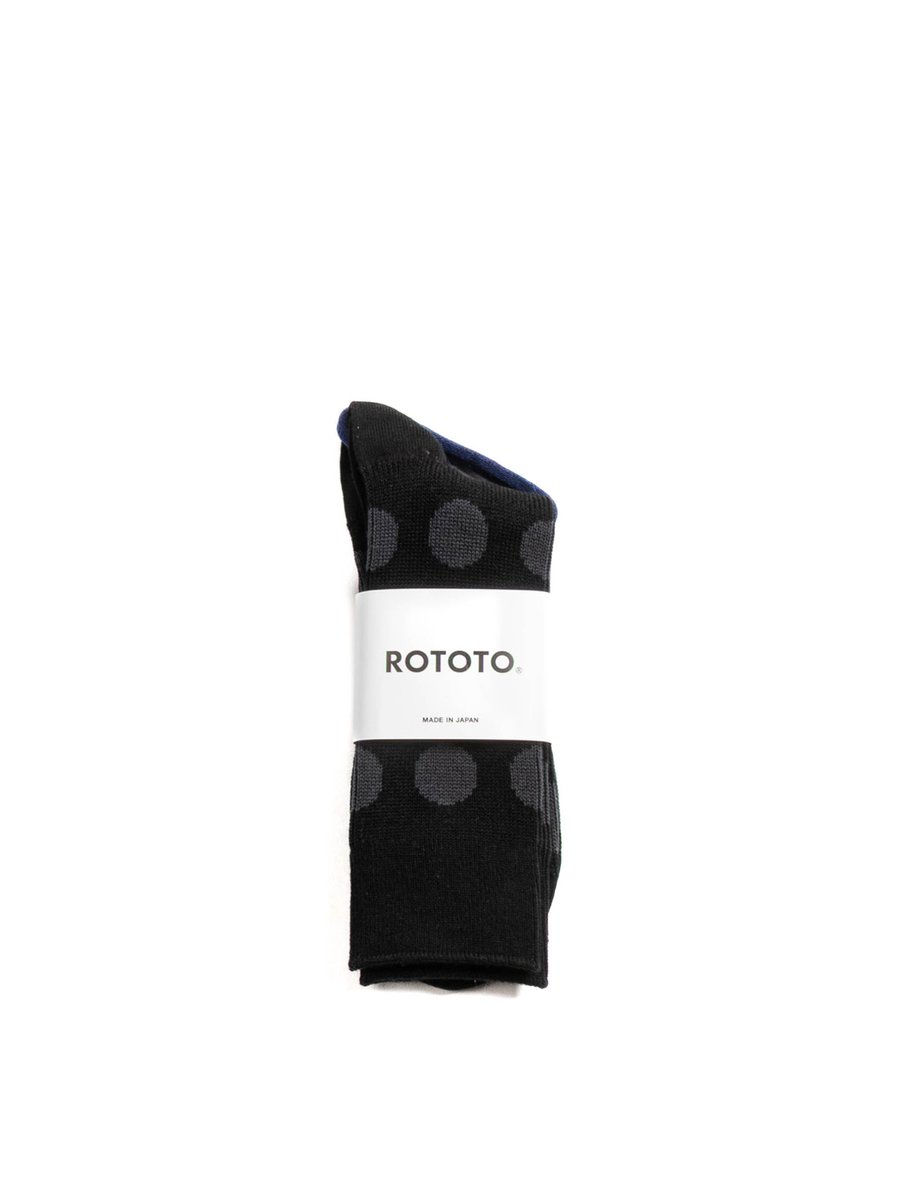 (R1628) PORTHOLE DOT SOCKS BLACK / CHARCOAL