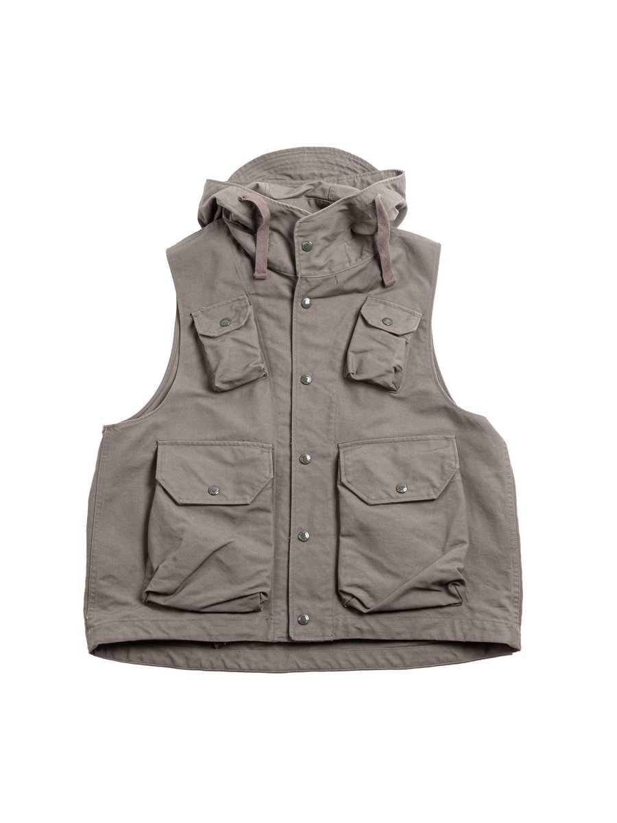 FIELD VEST OLIVE COTTON DOUBLE CLOTH