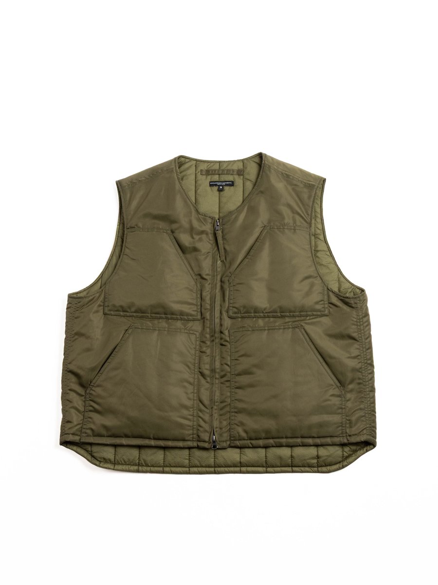OVER VEST / OLIVE FLIGHT SATEEN NYLON