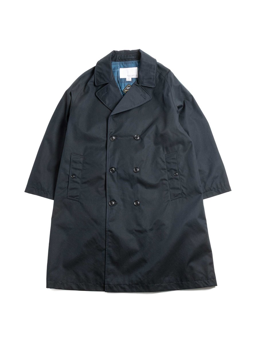 2L COTTON GORE–TEX DOUBLE BREASTED COAT NAVY