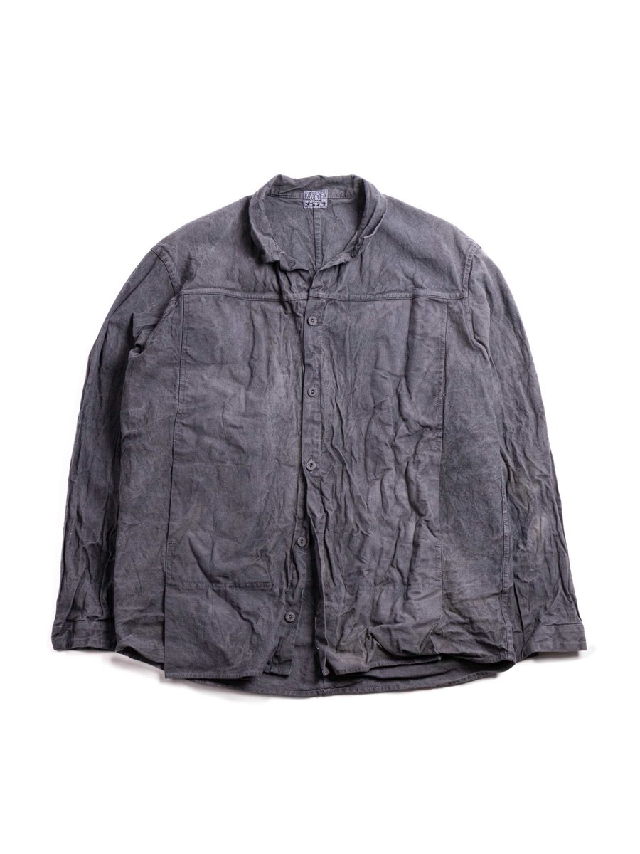 TYPE 401 PLEAT POCKET SHIRT COTTON DROP CLOTH GREY LOGWOOD